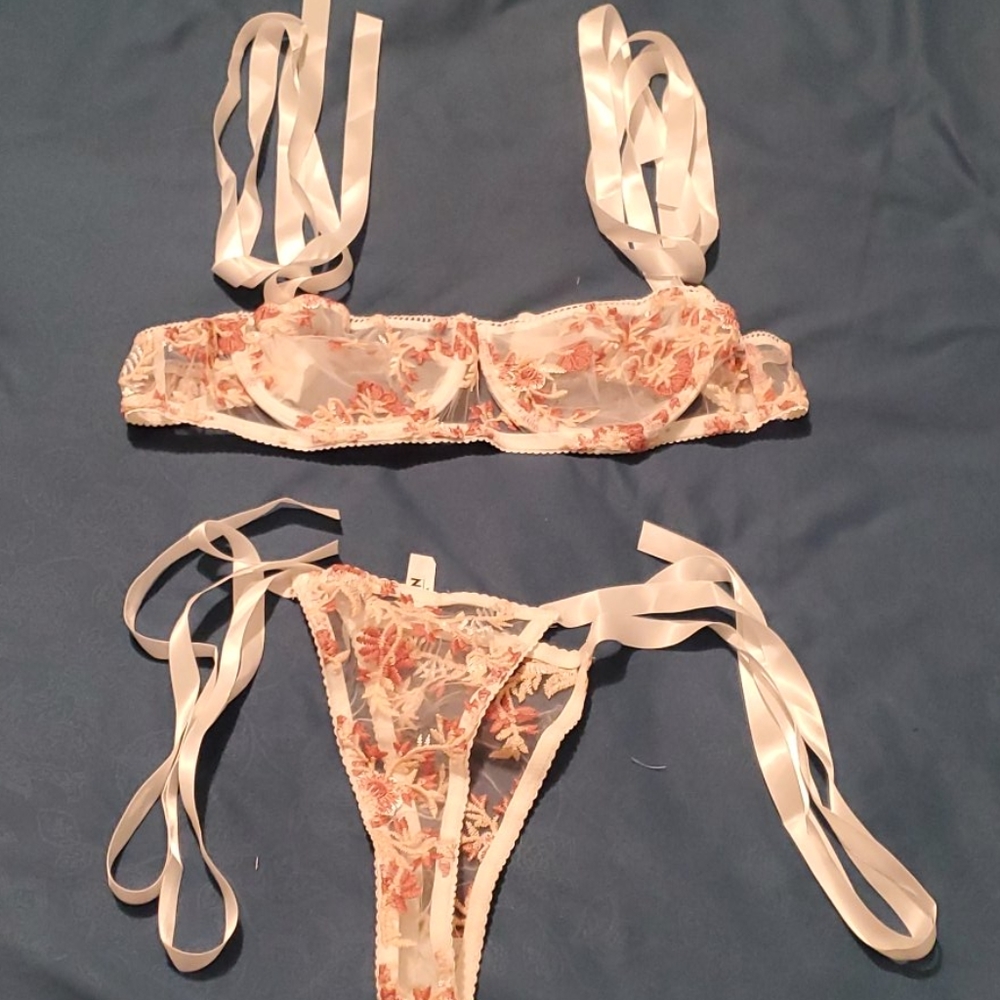 Tie on bra and panty set